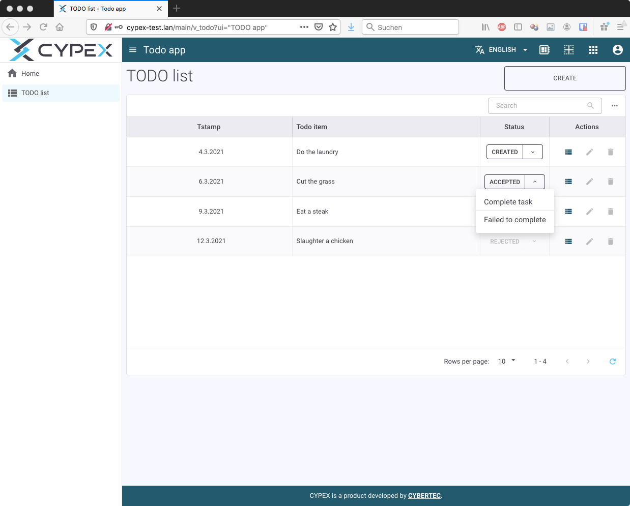 Application with workflow